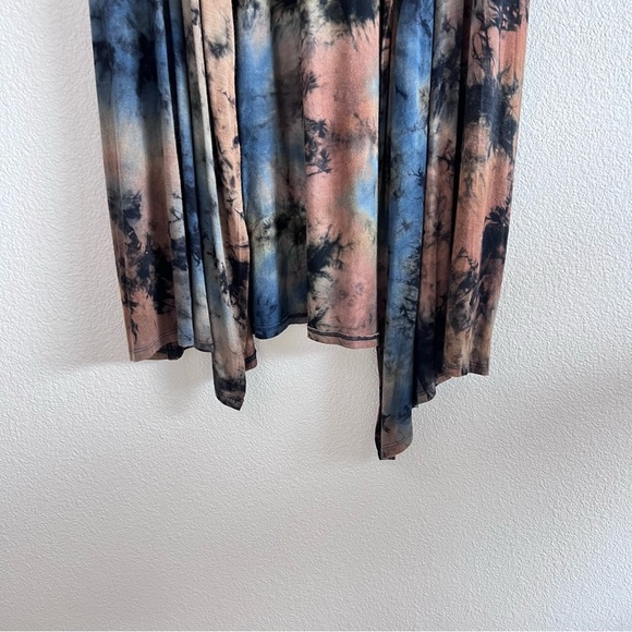 Coin 1804 Draped Cardigan Duster Vest Womens Medium Blue Brown Tie Dye Hoodie - Picture 4 of 13